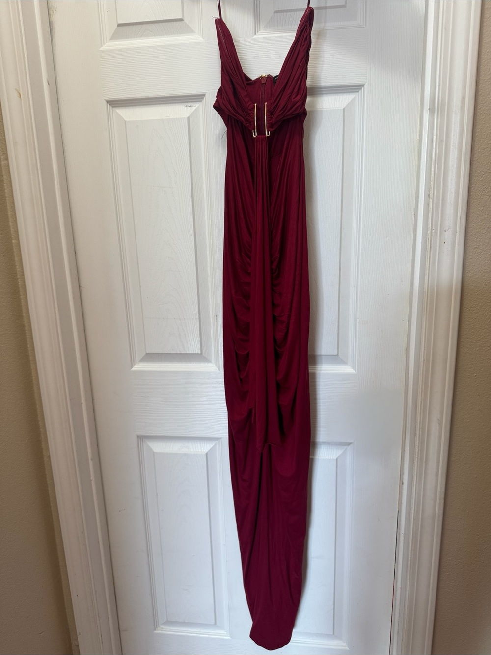 JLUXLABEL- Burgundy Atlantis Drape Maxi
Dress - Picture 6 of 6
